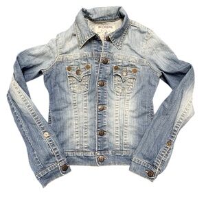Vtg True Religion Jimmy Slim Denim Trucker Jacket WAKQ70Y9 Made in USA Y2K